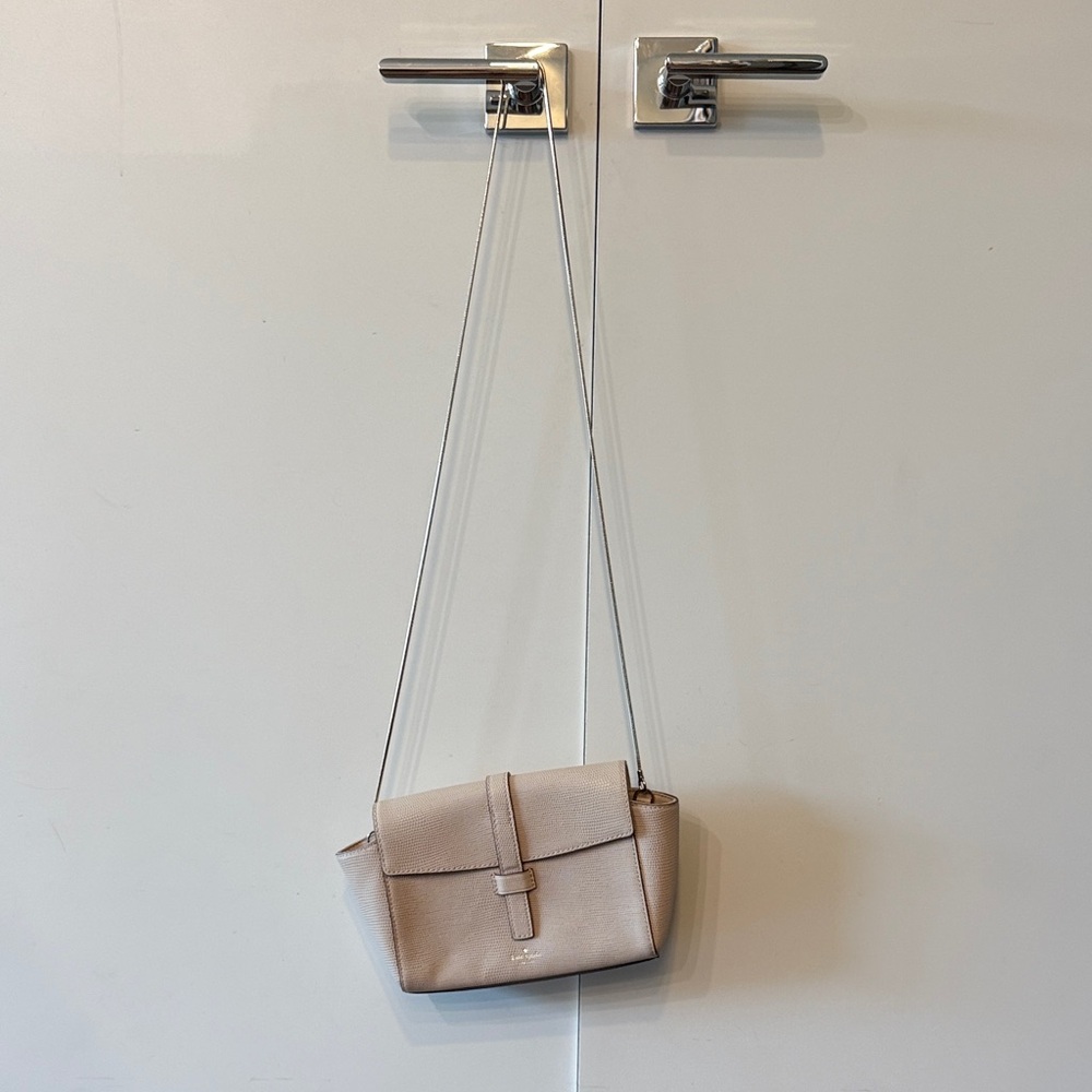 Neutral Beige Leather Crossbody Bag